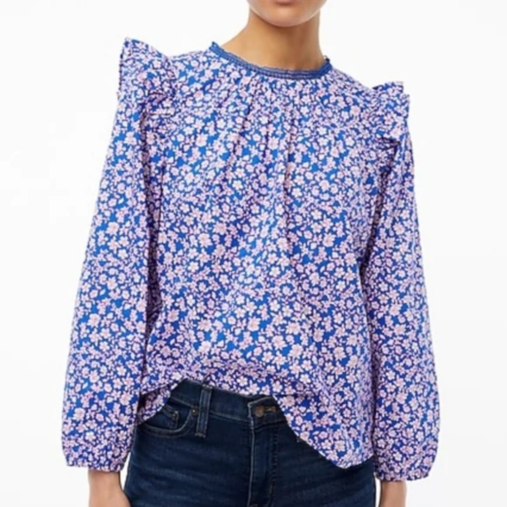 J.Crew Factory Long-Sleeve Ruffle Shoulder Top - Picture 8 of 12